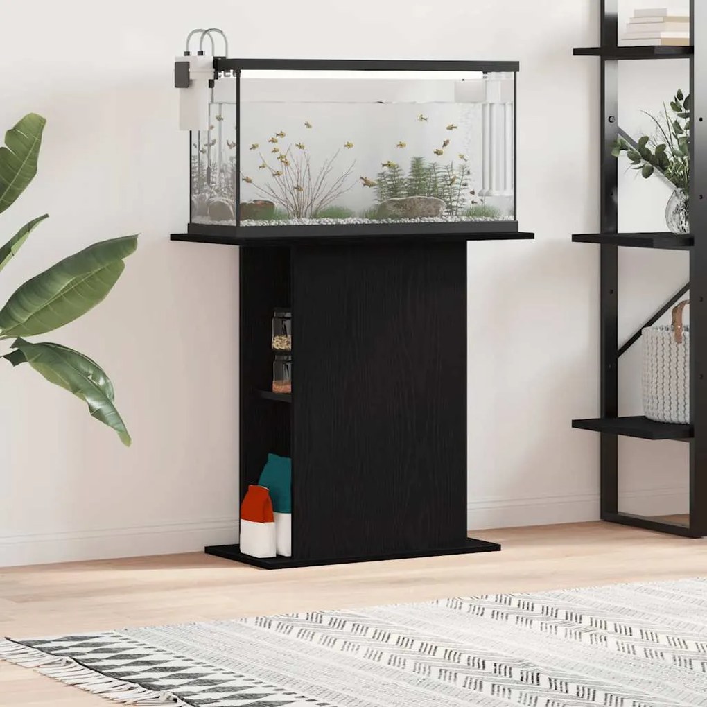 vidaXL Suporte para aquário carvalho preto 75x36x72,5 cm madeira projetada