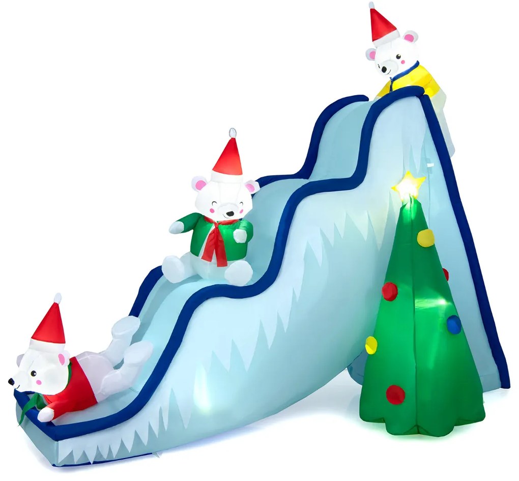 Decoração de Natal insuflável do urso polar insuflável com luzes LED e estacas de solo para uso interno e externo