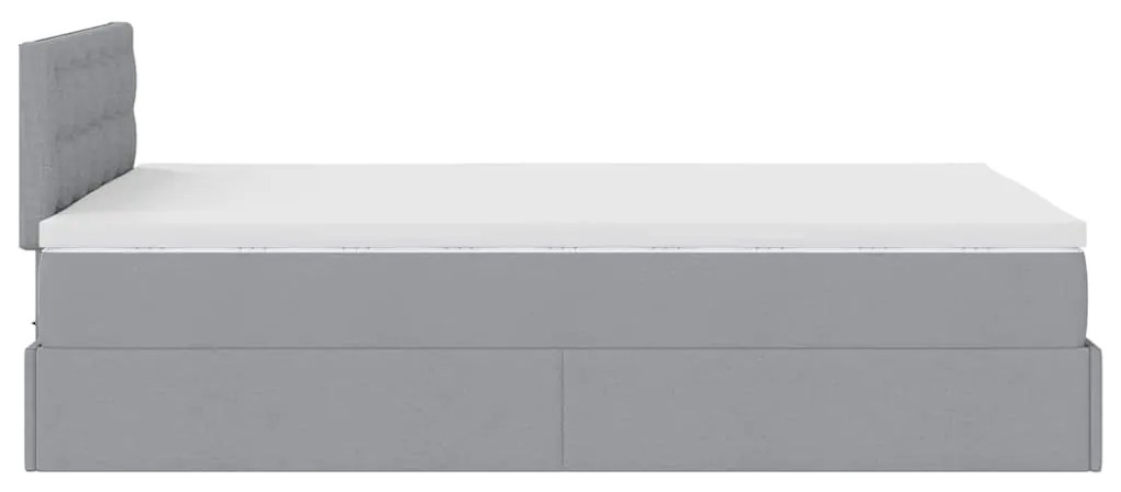 Cama otomana com colchão 120x200 cm tecido cinzento claro