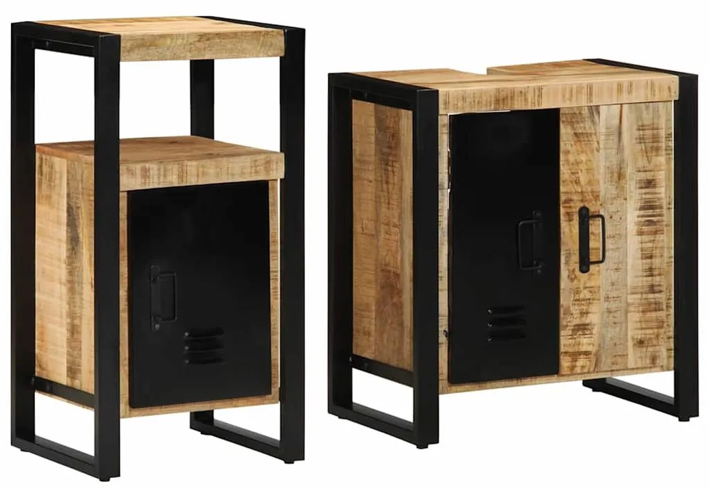 Conjunto de Móveis para Banheiro 2 pcs Madeira de manga rústica