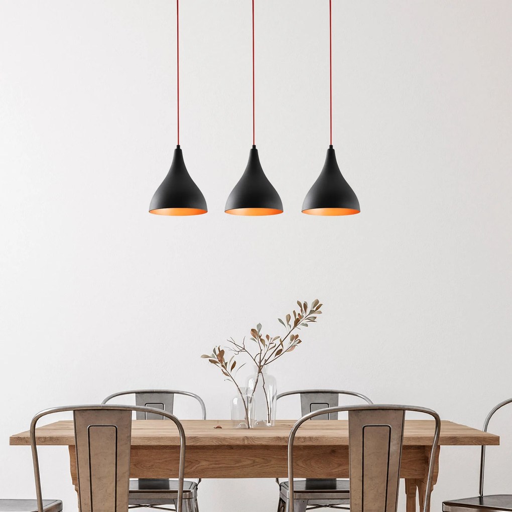 Chandelier Berceste – Preto e Vermelho – 72 x 22 cm