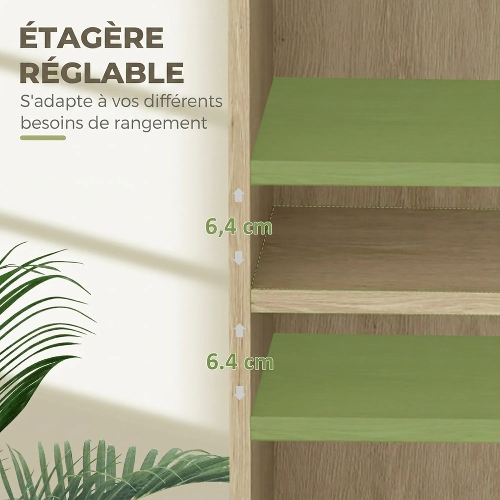 Estante de Arrumação, 60 x 24 x 93 cm, Prateleira Regulável, Cor Madeira Natural