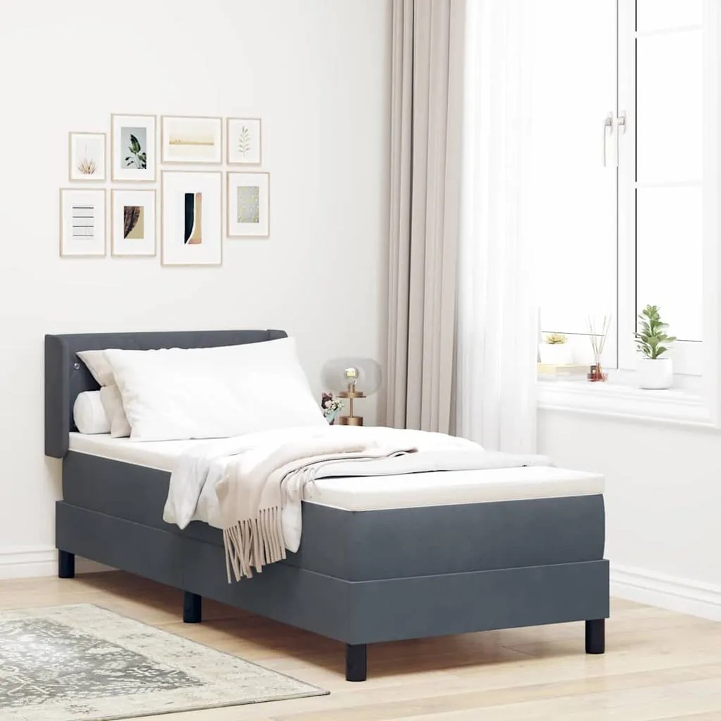 vidaXL Cama Box com colchão Cinza Escuro 200 x 80 cm Poliéster