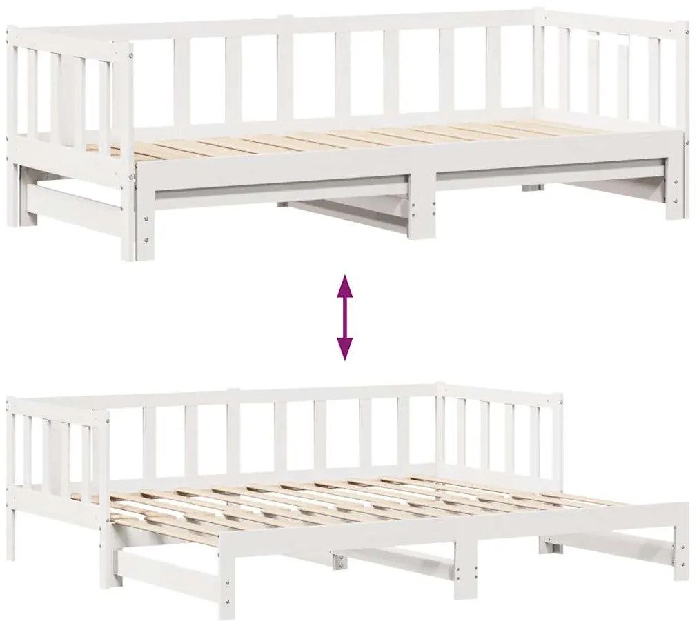 Sofá-cama com gavetão e gavetas sem colchão 90x200 cm branco