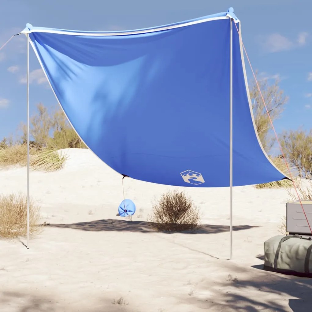 vidaXL Toldo de praia com âncoras de areia 214x236 cm azul