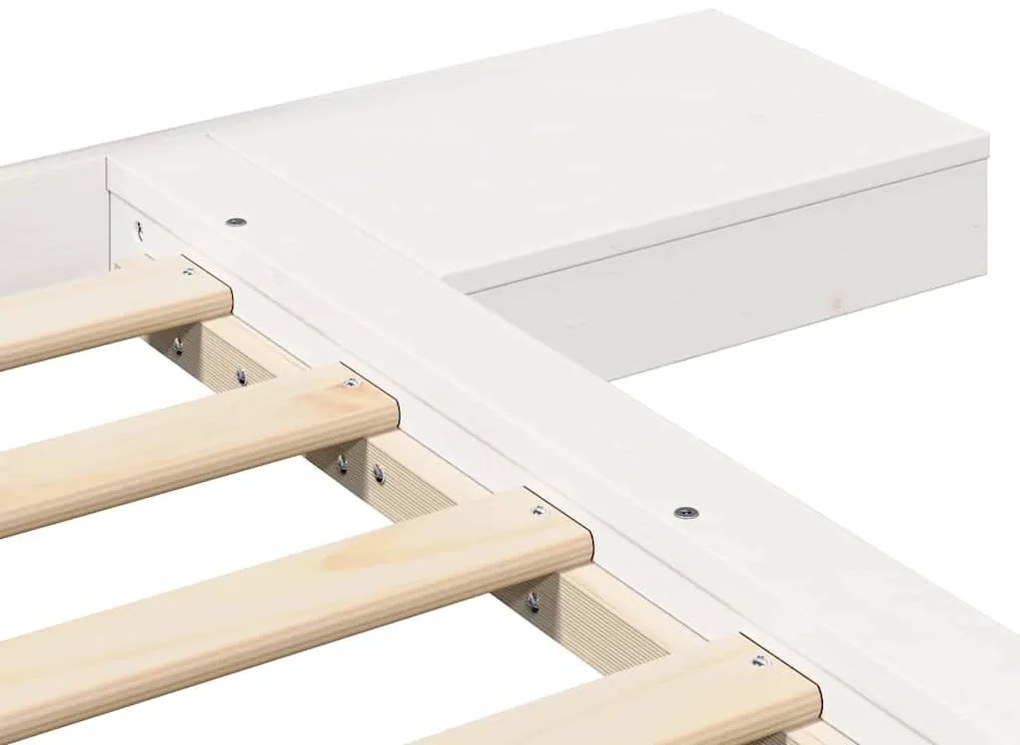 Estrado de Cama com Mesas de Cabeceira Branco 75x190cm Madeira Maciça