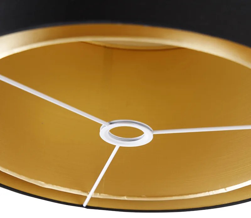Abajur de tecido preto 40/47/26 com interior dourado Moderno