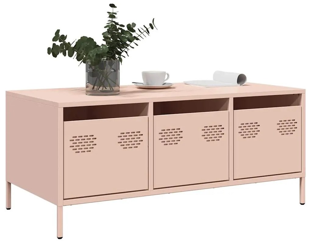 Mesa de centro 101,5x50x43,5 cm aço laminado a frio rosa