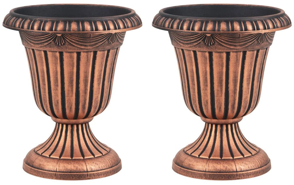 Conjunto de 2 vasos de plástico para flores vintage de 46 cm de altura - Branco