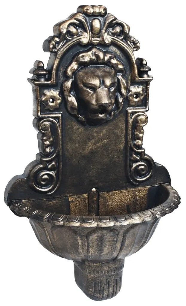 Fonte de parede com design cabeça de leão cor bronze