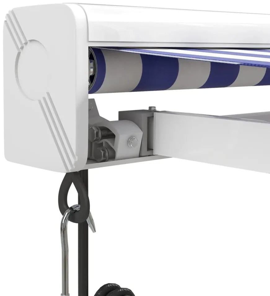 Toldo retrátil 4x3 m tecido e alumínio azul e branco