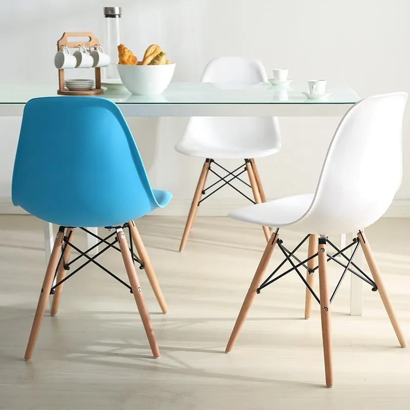 Conjunto 4 Cadeiras de Cozinha e Sala de Jantar  TOWER PP, madeira, polipropileno azul