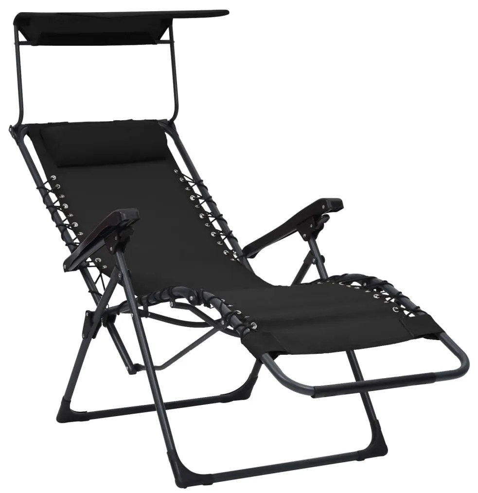 Cadeiras de pátio dobráveis 2 pcs textilene preto