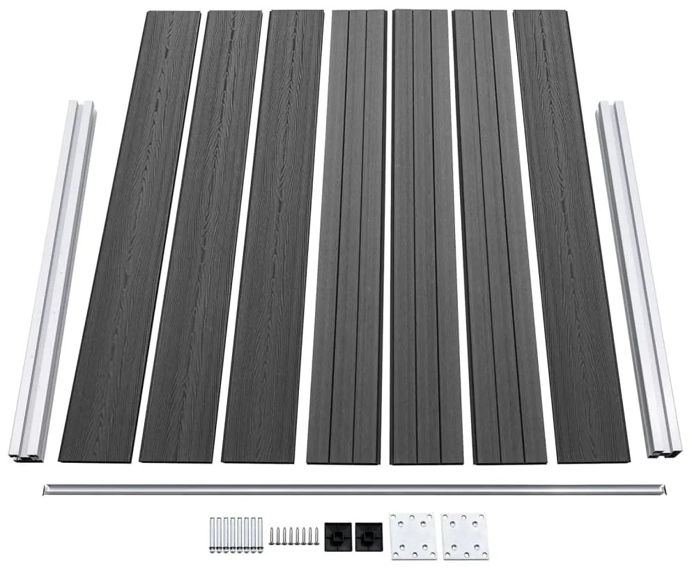 Conjunto painel de cerca 353x146 cm WPC preto