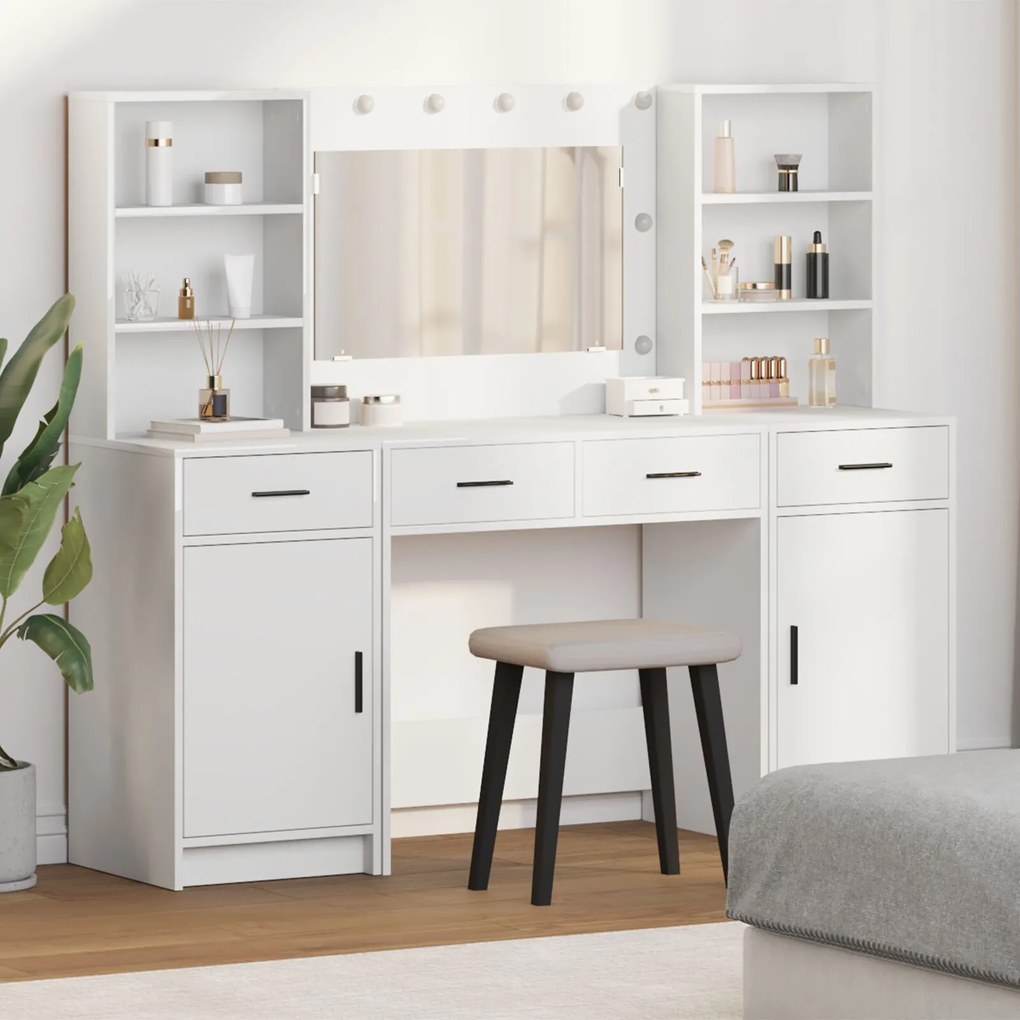 Conjunto de 3 Peças de Mesa de Maquiagem vidaXL em MDF Branco