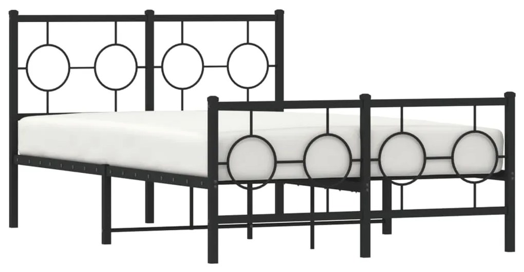 Estrutura de cama com cabeceira e pés 120x190 cm metal preto