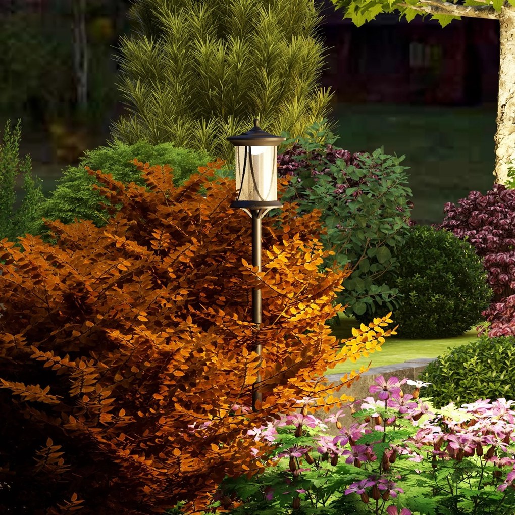 Candeeiro de Pé Solar de Jardim, 17 x 17 x 127 cm, Acendimento Automático, Preto
