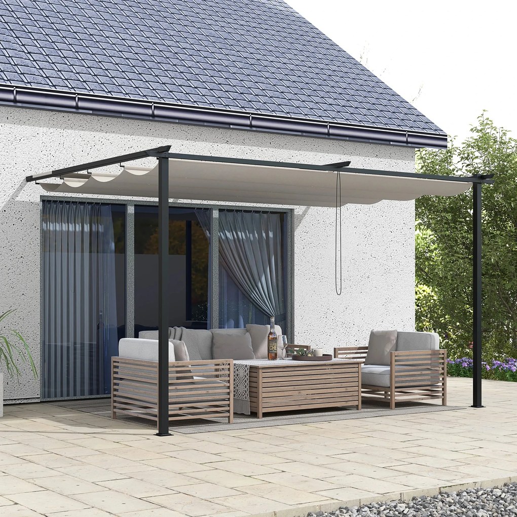 Pérgola de Parede com Toldo Retrátil – Modelo Coimbra – 3,9x2,9 m – Es