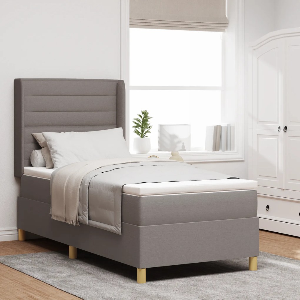 vidaXL Cama Box Spring com Colchão em Taupe, 90x200 cm Tecido
