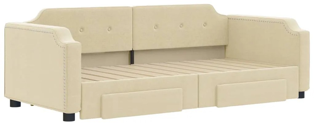 Sofá-cama com gavetão e gavetas 80x200 cm tecido cor creme