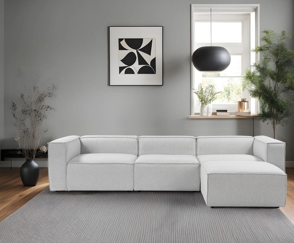 Sofá de Canto Fora – Cinzento – 297x66x190 cm