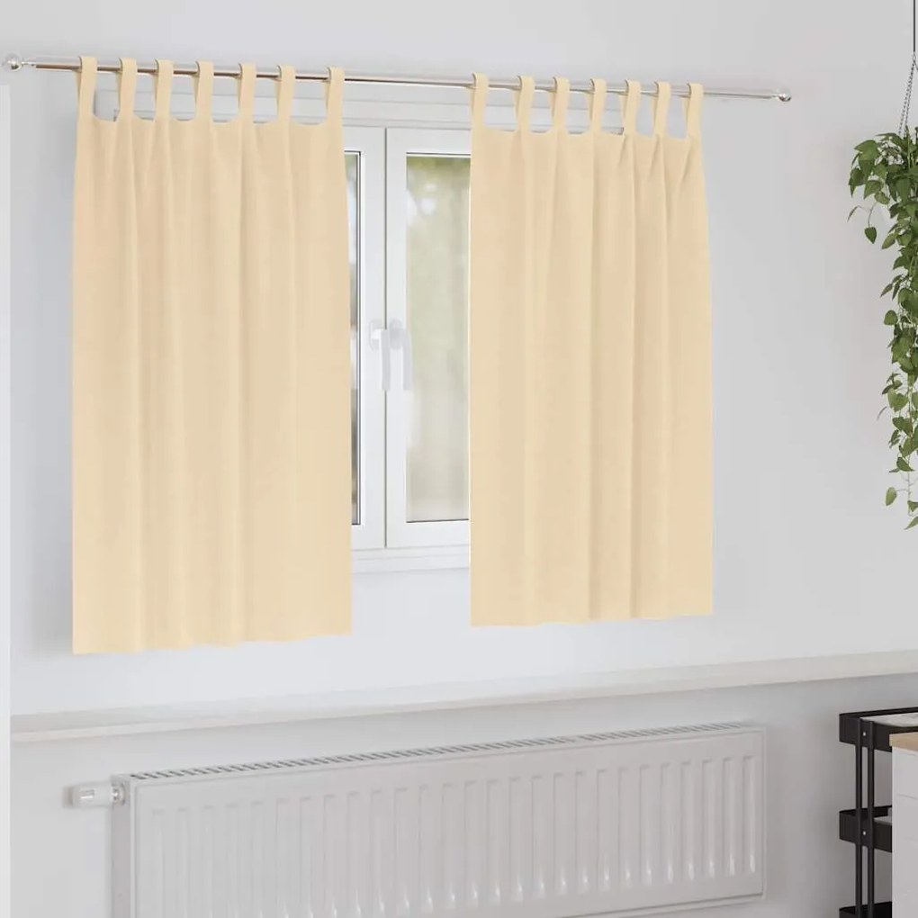 vidaXL Cortinas com cortinas 2 pcs Creme Poliéster