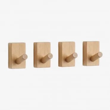 Pack De 4 Cabides De Parede Em Madeira Drura Madeira De Manga - Sklum