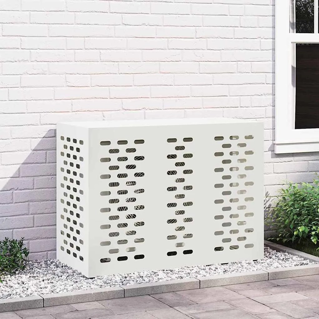 vidaXL Capa de Ar Condicionado Branco 110 x 50 x 80 cm Aço