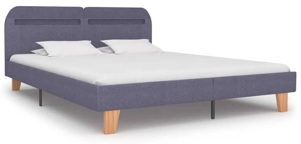 Estrutura de cama com LEDs em tecido 160x200 cm cinzento-claro