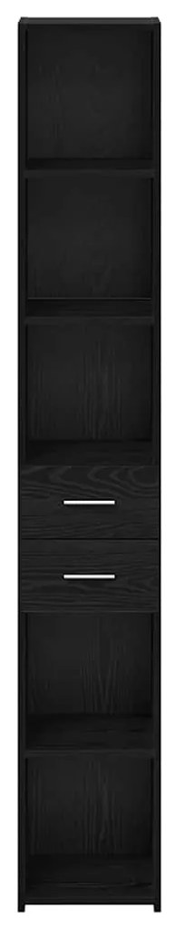 Highboard Preto Carvalho 30x42,5x185 cm Madeira de engenharia