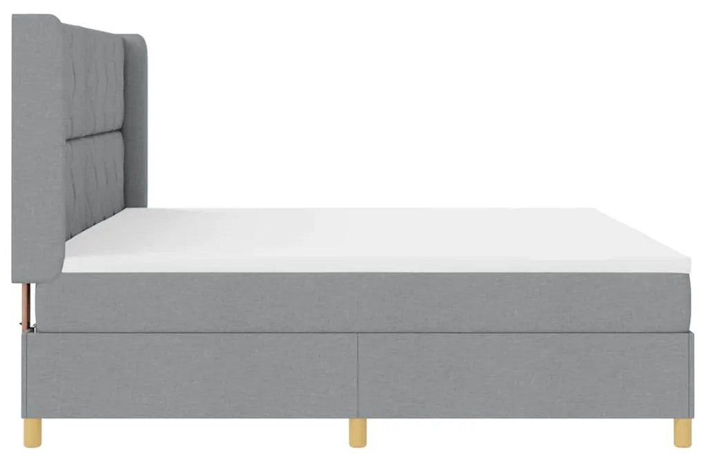 Cama com Estrado e Colchão Cinza Claro 200x200 cm - Tecido