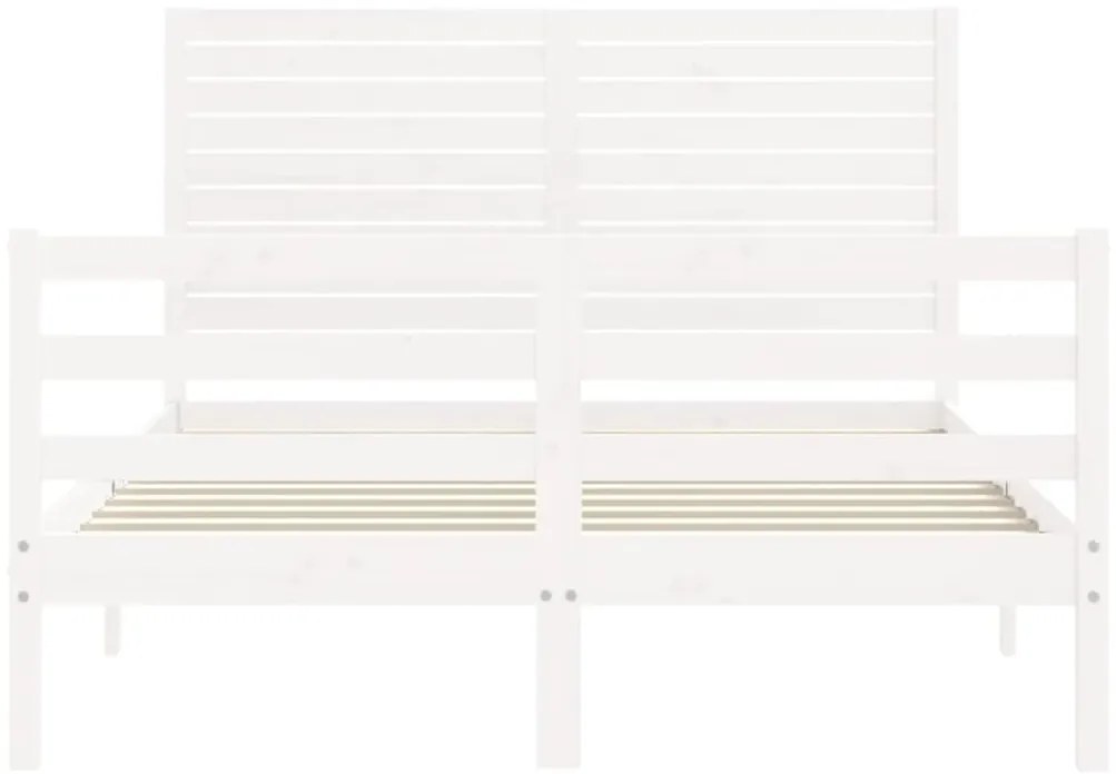 Estrutura de cama com cabeceira 120x200cm madeira maciça branco