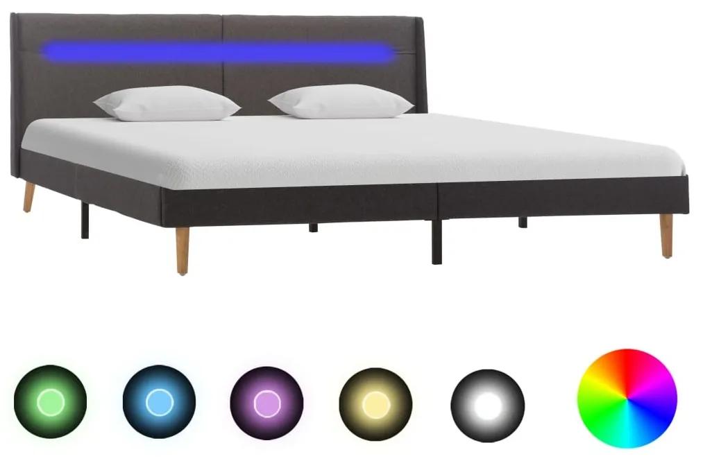 Estrutura de cama com LEDs 140x200 cm tecido cinzento