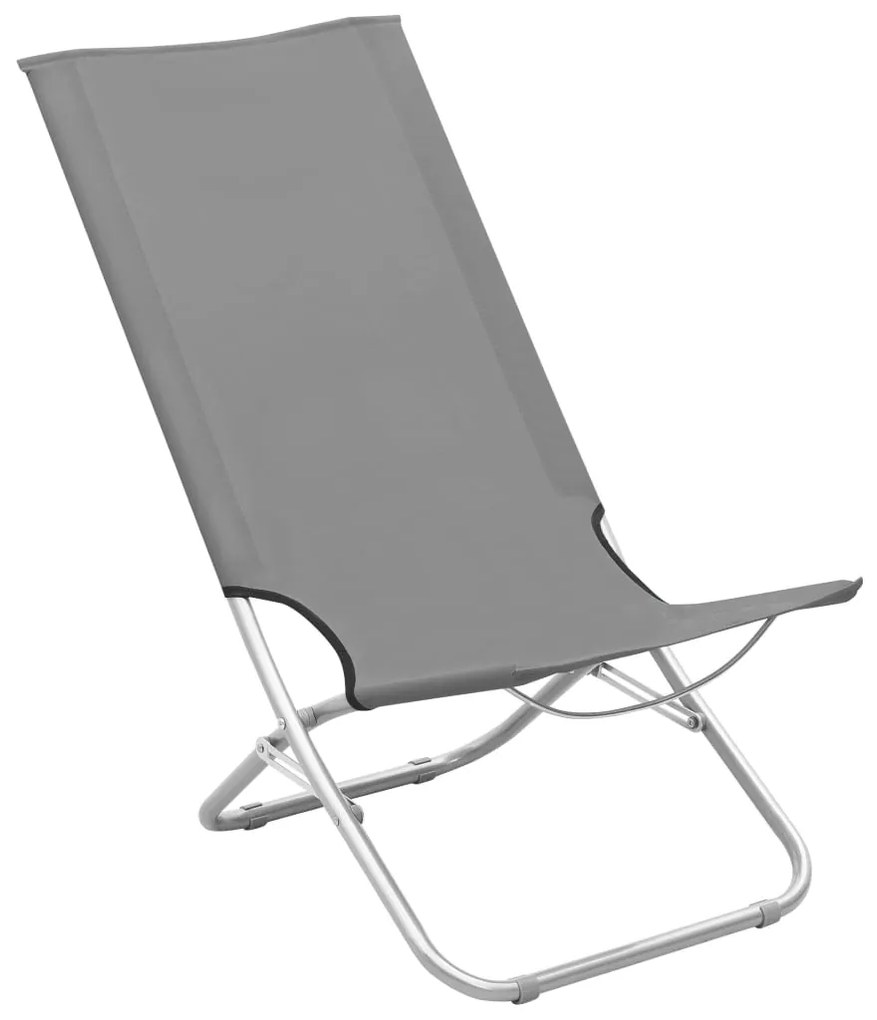 Cadeiras de praia dobráveis 2 pcs tecido cinzento