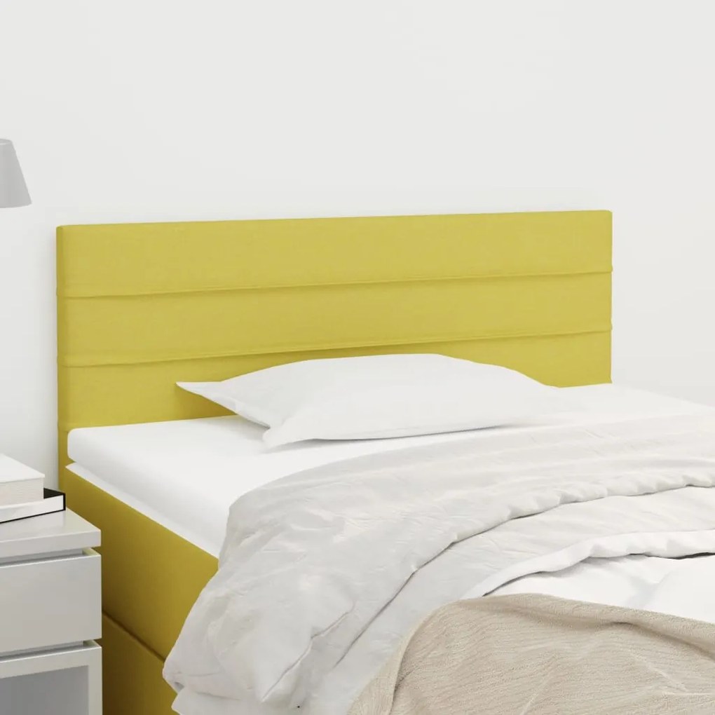 vidaXL Cabeceira de cama tecido 80x5x78/88 cm verde