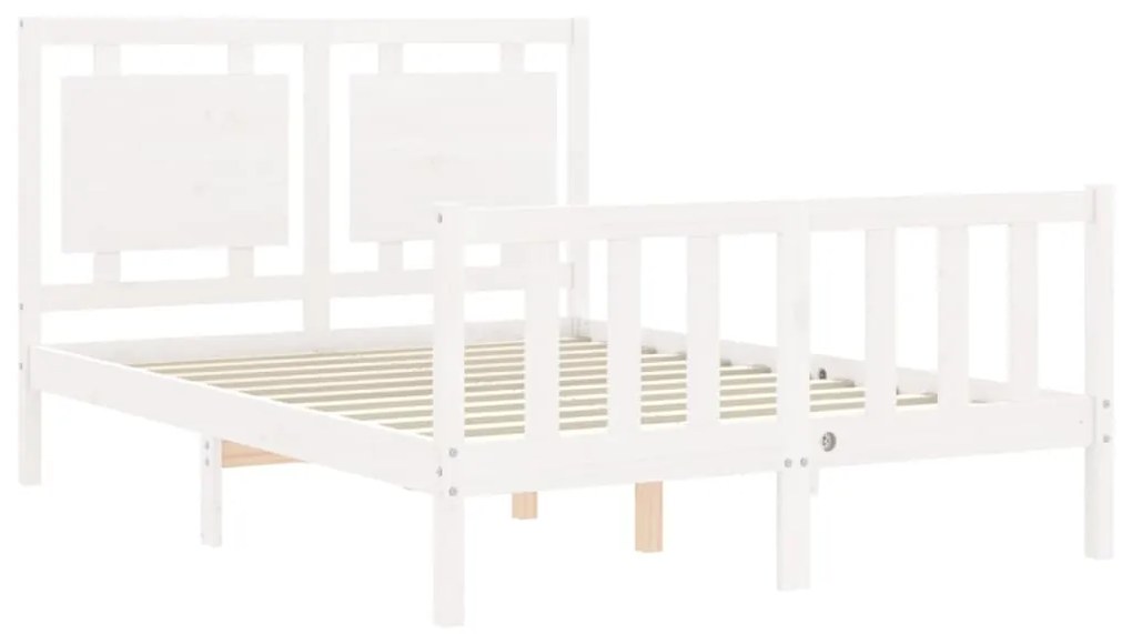 Estrutura de cama com cabeceira 120x200cm madeira maciça branco