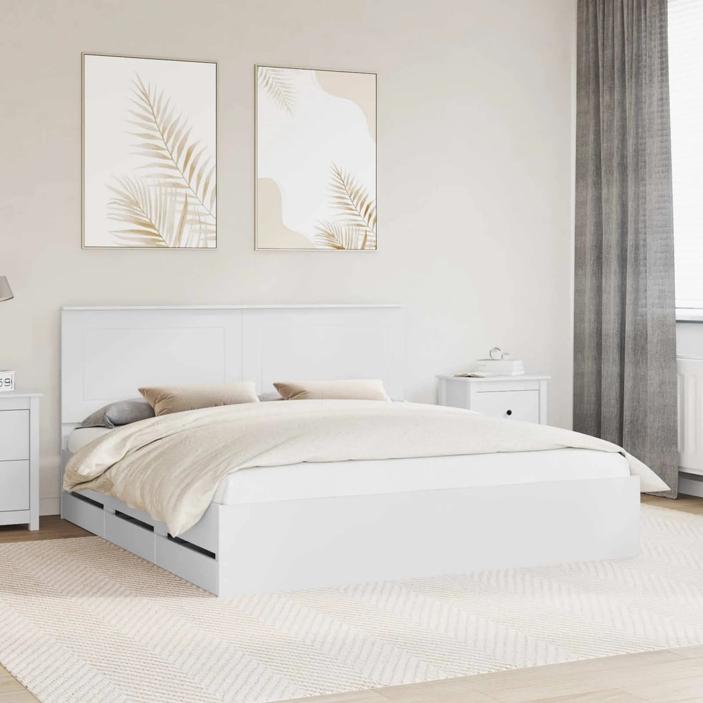 vidaXL Estrutura da Cama Branco 180 x 200 cm Madeira de Engenharia