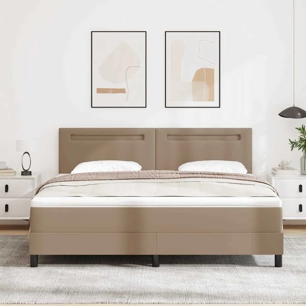 Cama Box com Colchão Cappuccino, Super King, Couro Sintético