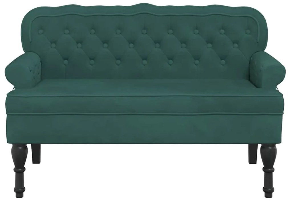 Banco com encosto 119,5x64,5x75 cm veludo verde-escuro