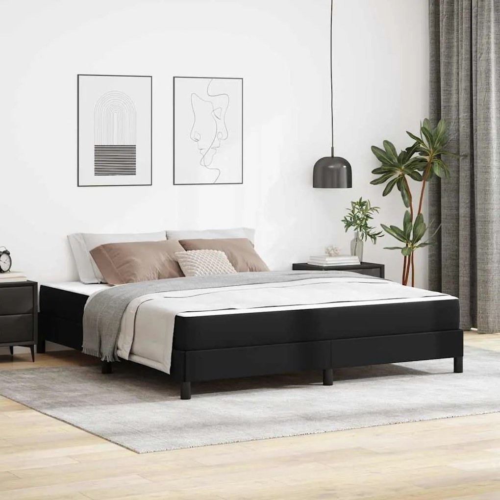 vidaXL Estrutura da Cama com colchão Preto 180 x 200 cm tecido