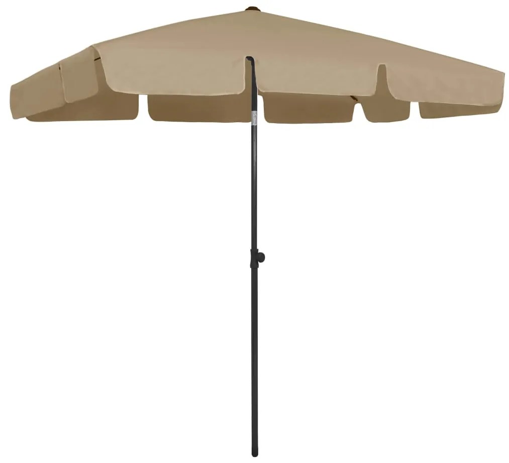 Guarda-sol de praia 200x125 cm cinzento-acastanhado