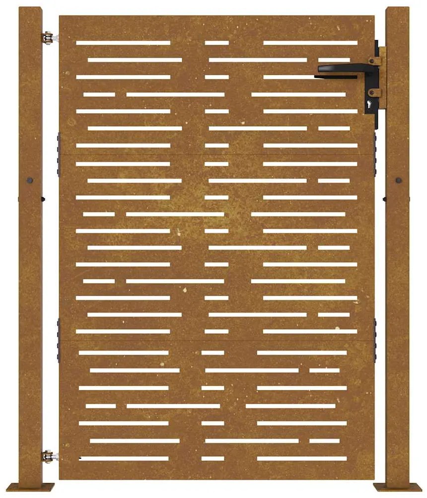 Portão de jardim 105x155 cm aço corten design quadrados