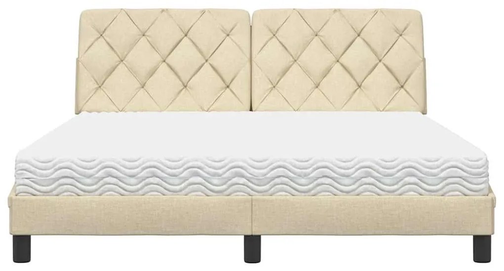 Cama com colchão 160x200 cm tecido cor creme