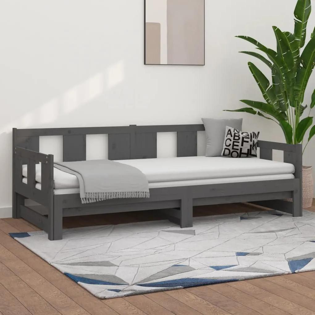 820294 vidaXL Estrutura sofá-cama de puxar pinho maciço cinza 2x(90x190) cm