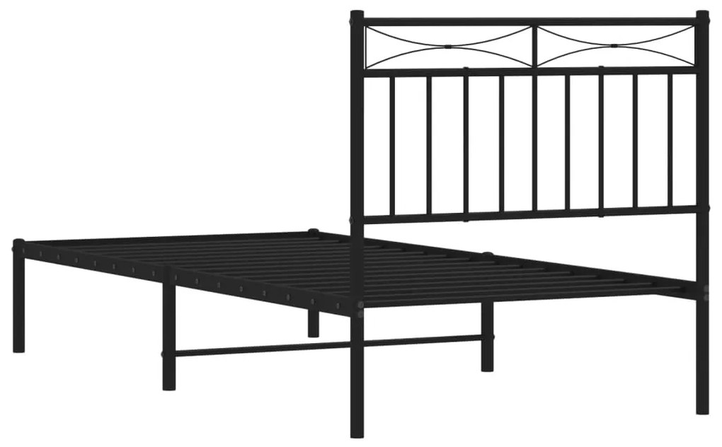 Estrutura de cama com cabeceira 90x200 cm metal preto