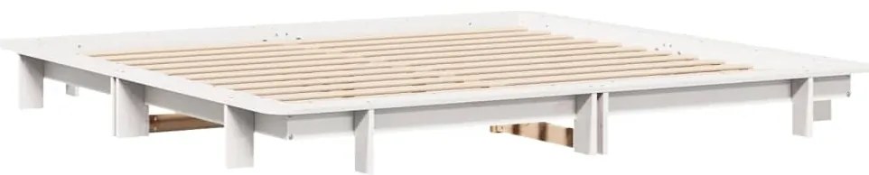 Cama sem colchão 160x200 cm madeira de pinho maciça branco