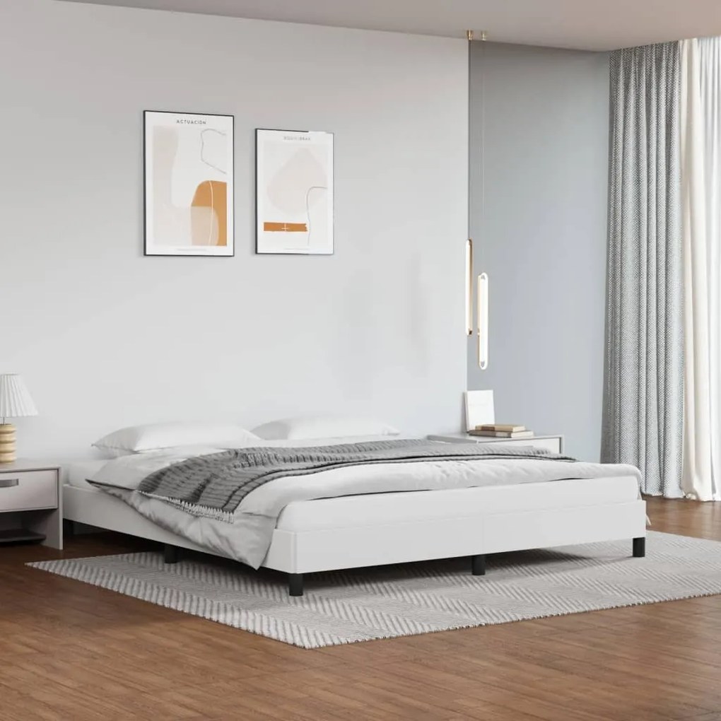 346911 vidaXL Estrutura de cama 160x200 cm couro artificial branco