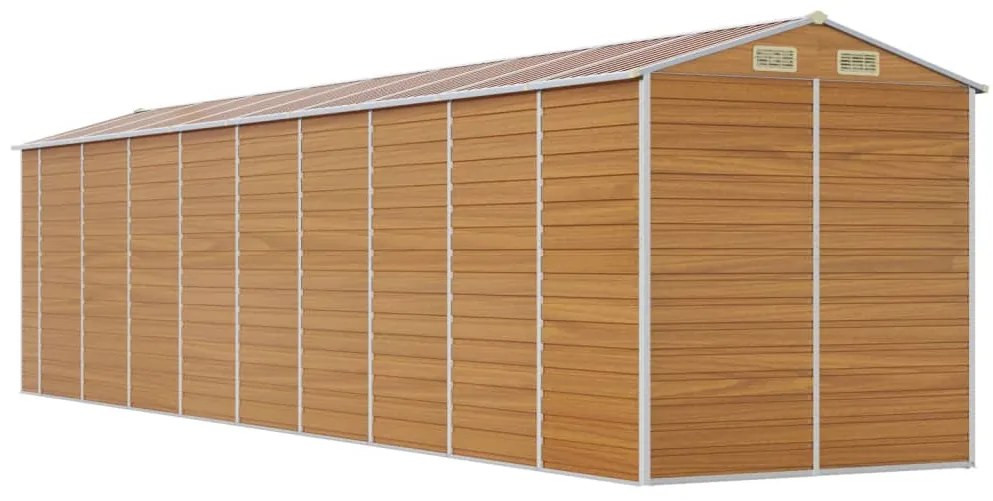 Abrigo de jardim 191x810x198 cm aço galvanizado castanho-claro