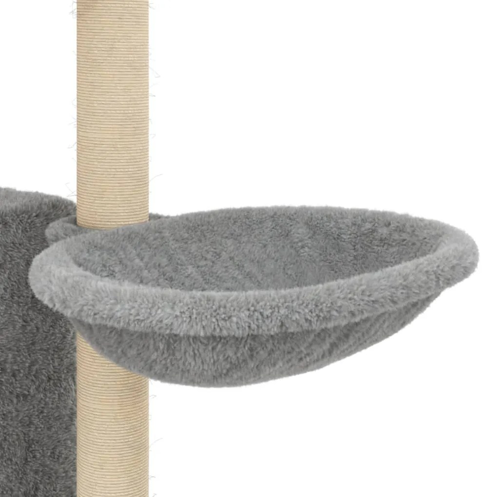 Árvore p/ gatos c/ postes arranhadores sisal 131 cm cinza-claro