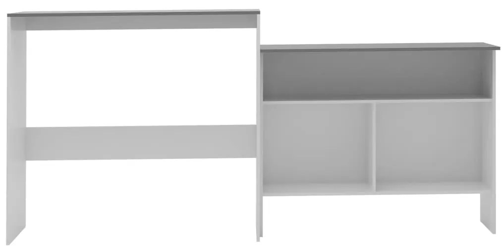 Mesa de bar com 2 tampos 130x40x120 cm branco e cinzento